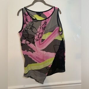 Fairycore Analili Pink and Gray Abstract asymmetrical top Bohochic
Size M